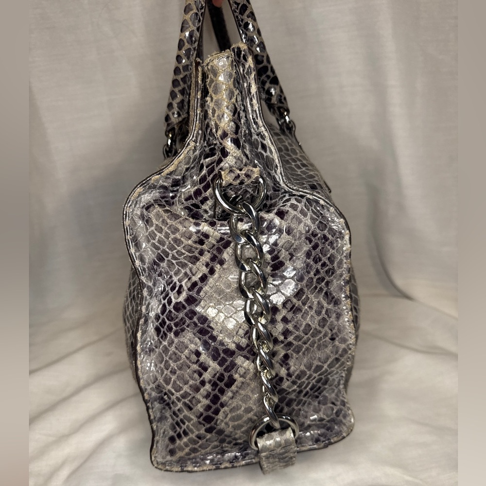 Michael Kors Gray Python Snakeskin Hamilton Paten… - image 3